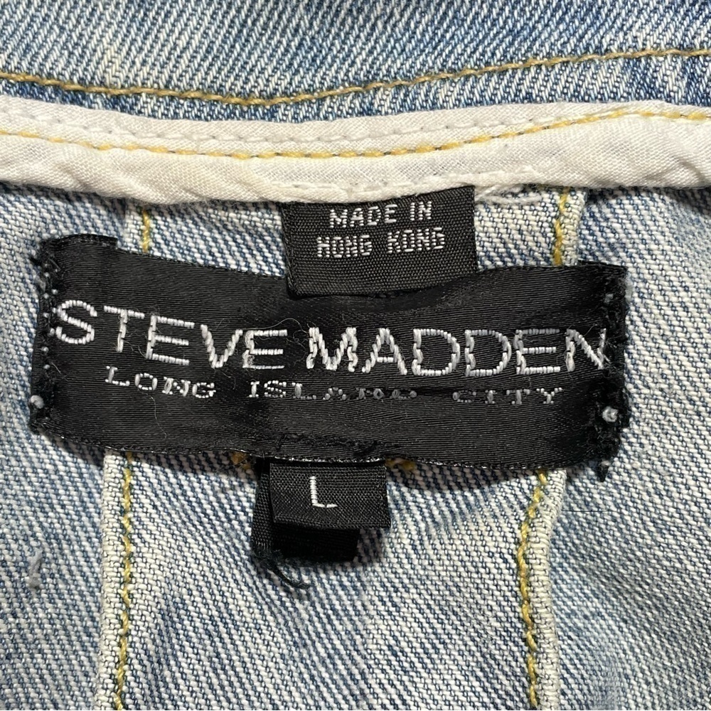 Vintage Steve Madden Jean Jacket Womens Size Large Faded Blue Buttons 90s - Picture 8 of 15